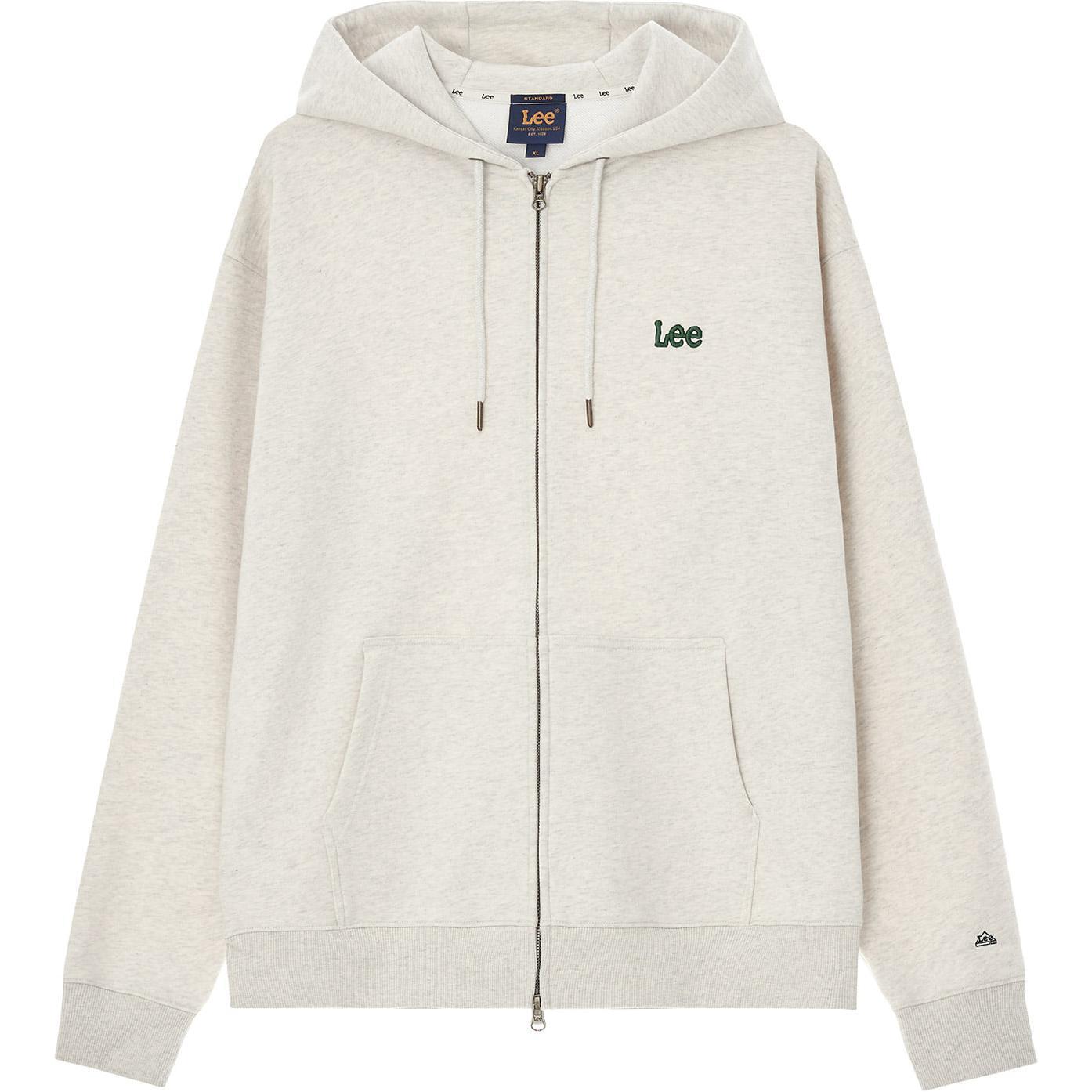 Lee Letter Embroidery Hoodie Unisex Oatmeal Color. LE2403HZ01OT