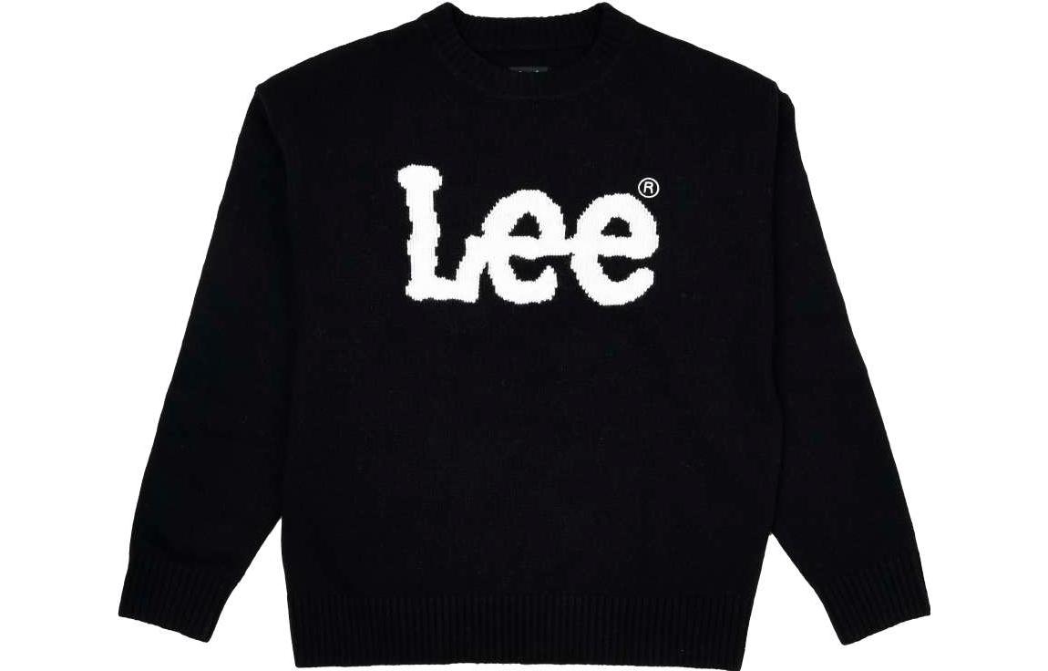 Lee Letter Logo Crewneck Knit Sweater Unisex Black LUT006377203156-A04817