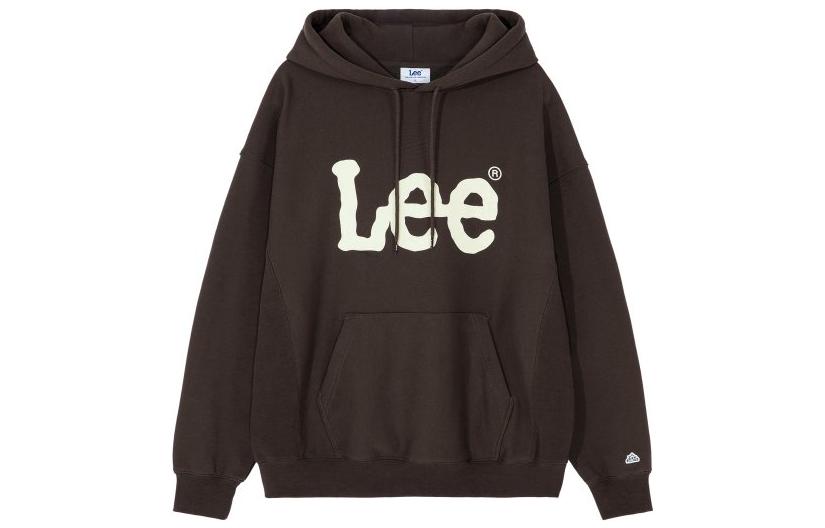 Lee Letter Loose Fit Hoodie Long Sleeve Sweatshirt Brown (). LE2204HD02BR