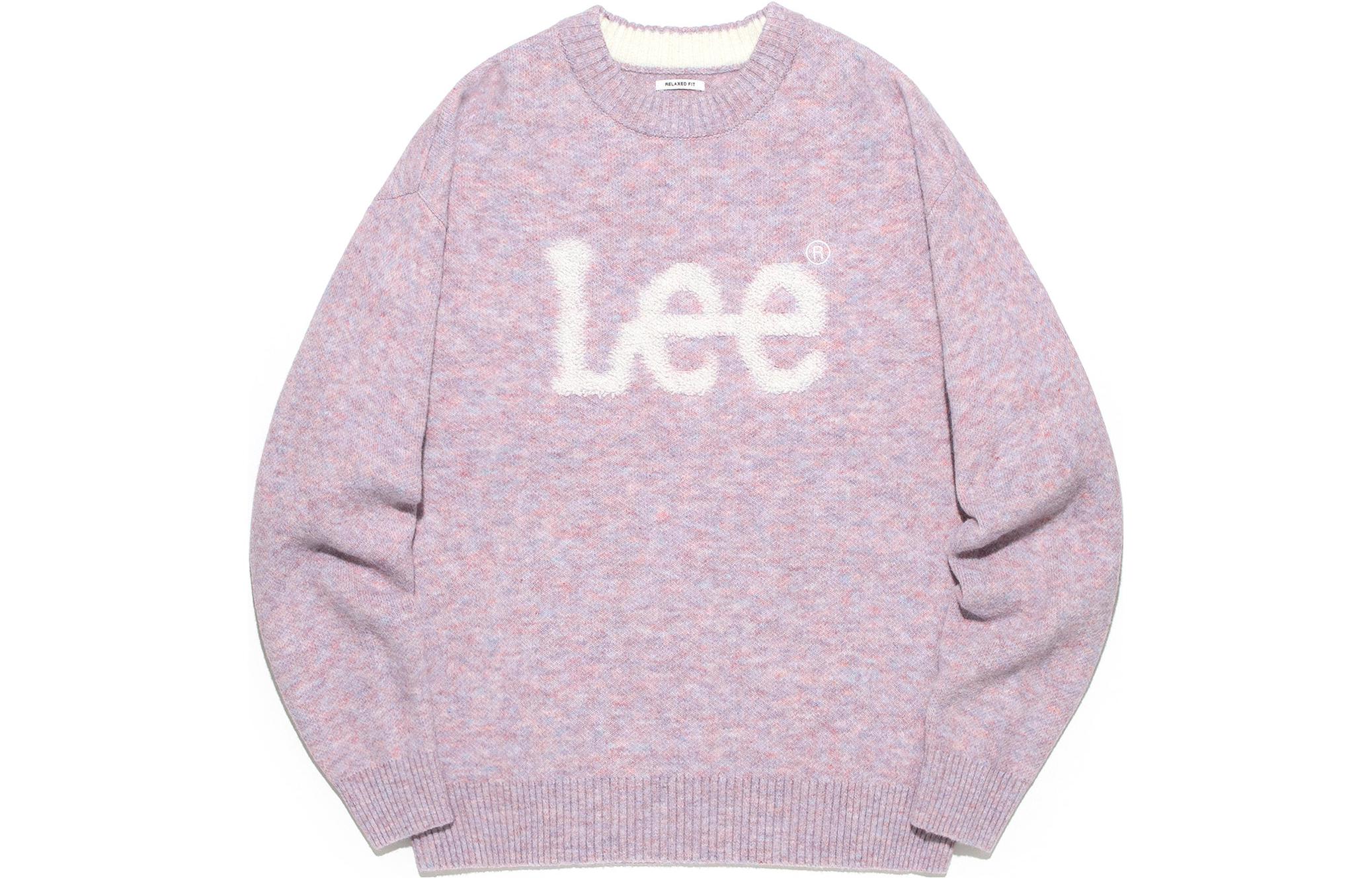 Lee Letter Print Crewneck Pullover Knit Sweatshirt Unisex - Pink LE2303KT02PI
