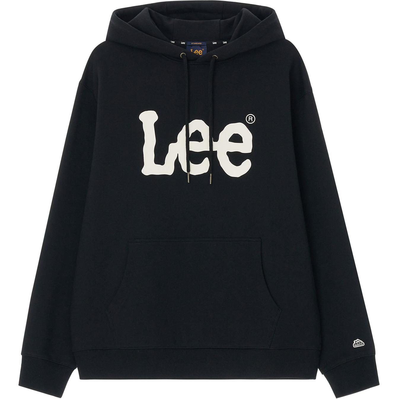 Lee Letter Print Hoodie Black Long Sleeve Casual Sweatshirt LE2403HD01BK