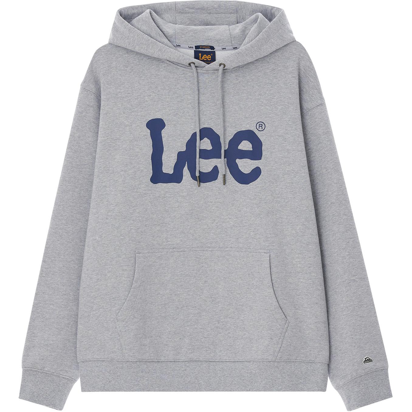 Lee Letter Print Hoodie Long Sleeve Minimalist - Gray LE2403HD01GR