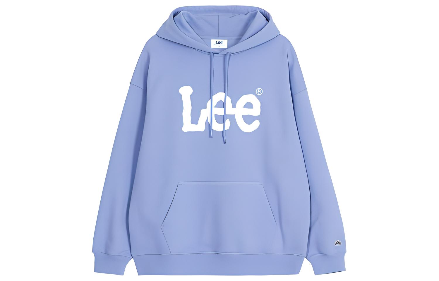 Lee Logo Print Hoodie Light Blue Long Sleeve LUT006405203184-A04845-1