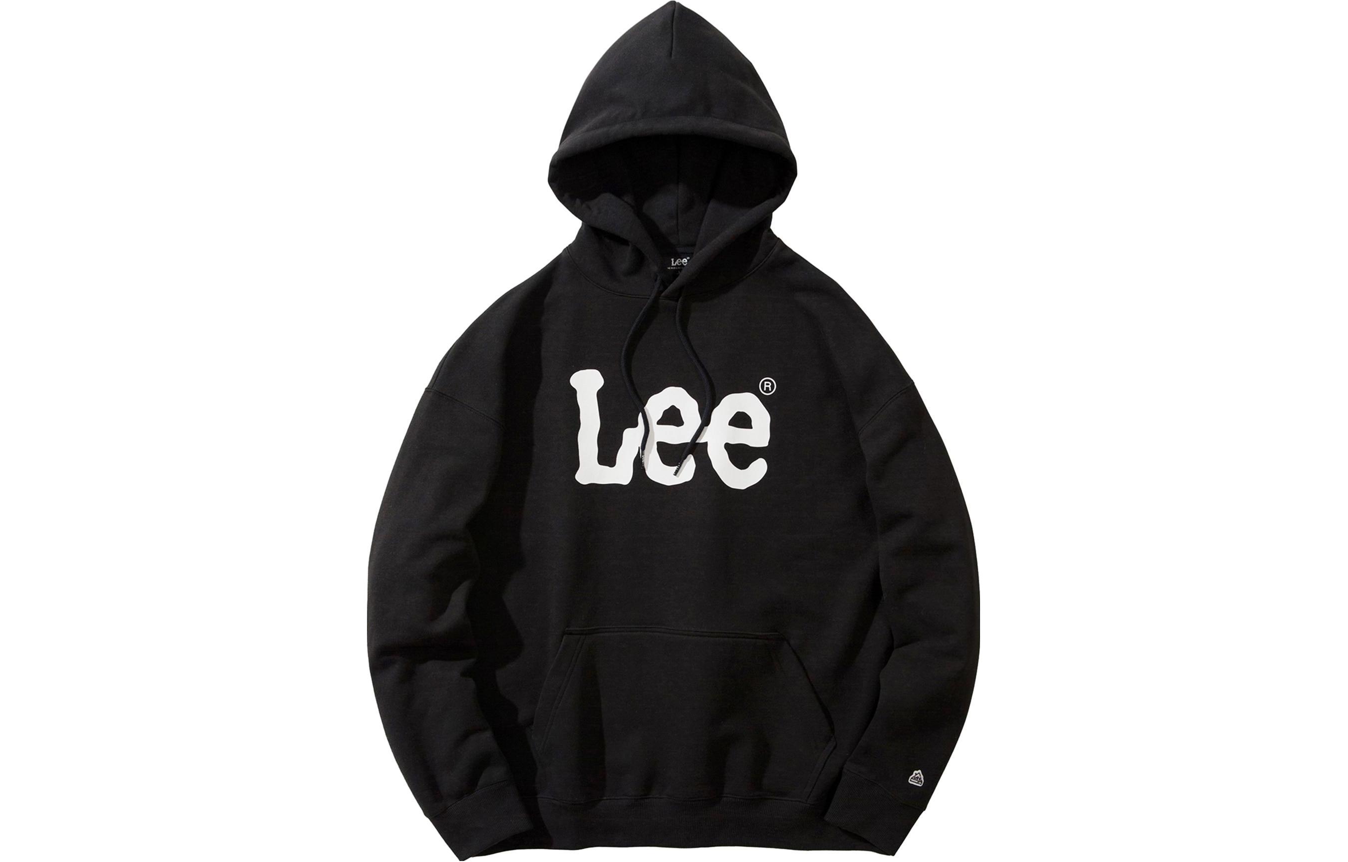 Lee Logo Printed Hoodie Unisex Long Sleeve Pullover LE2203HD01BK