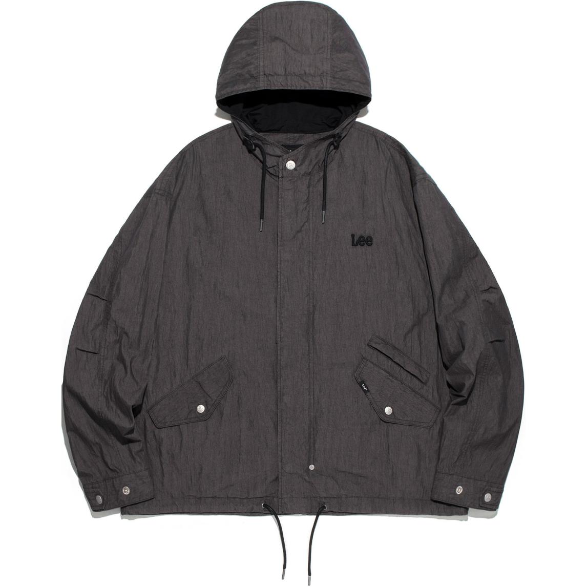 Lee Loose Fit Hooded Solid Long Sleeve Jacket Charcoal Grey LE2401JK05CH