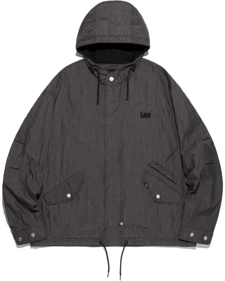 lee-loose-fit-hooded-solid-long-sleeve-jacket-charcoal-grey-le-2401-jk-05-ch