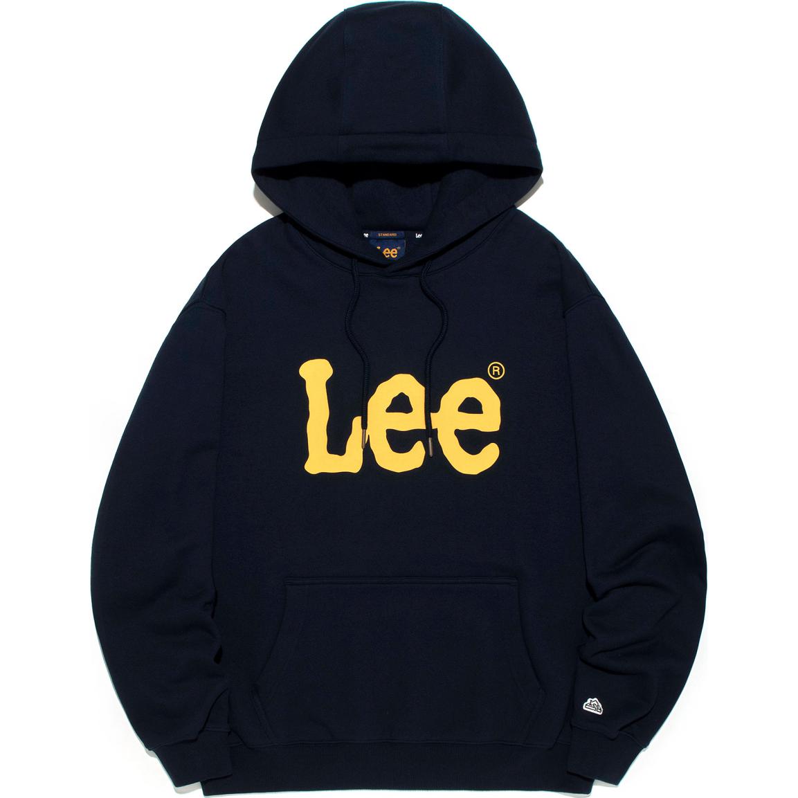 Lee Navy Blue Unisex Hoodie with Letter Print Design. LE2401HD01NA