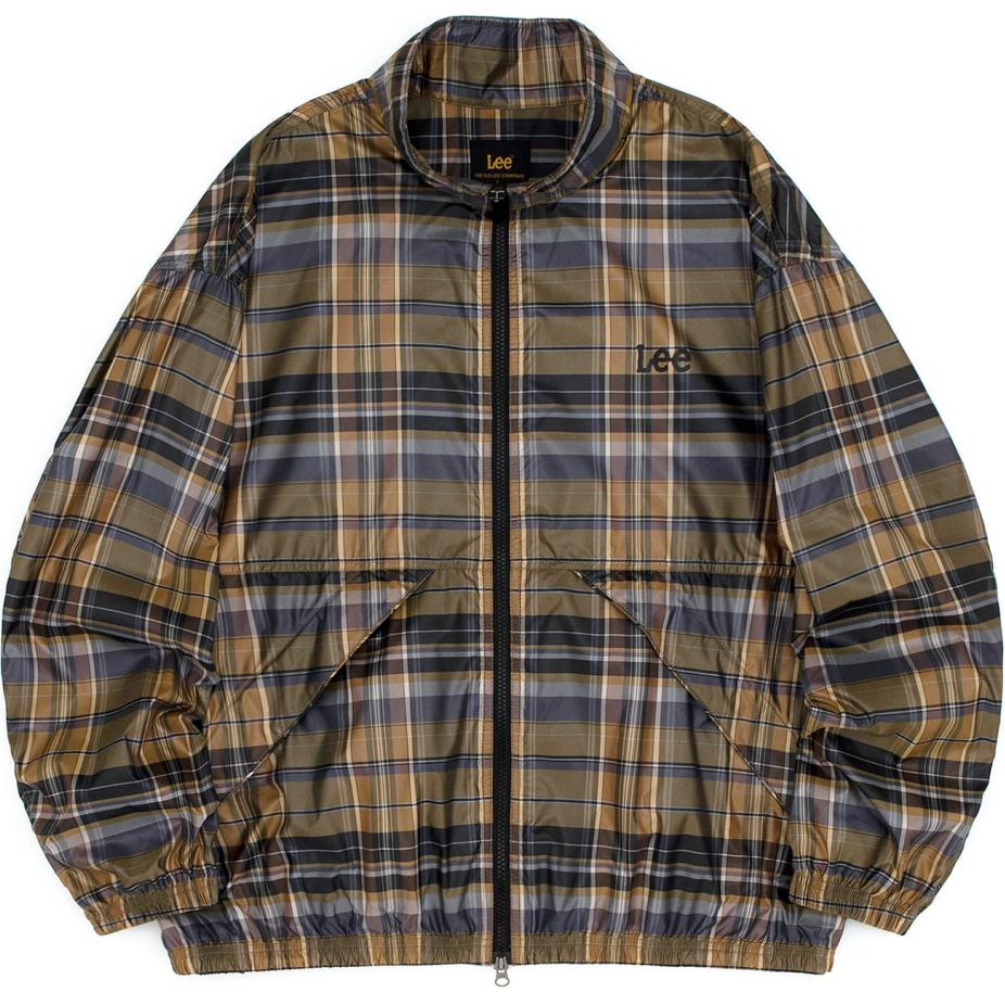 Lee Plaid Colorblock Stand Collar Long Sleeve Jacket Unisex Khaki LE2401JK01CK