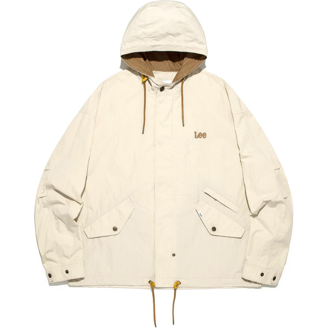 Lee Short Hooded Loose-Fit Jacket for Men Ivory Color LE2401JK05IV