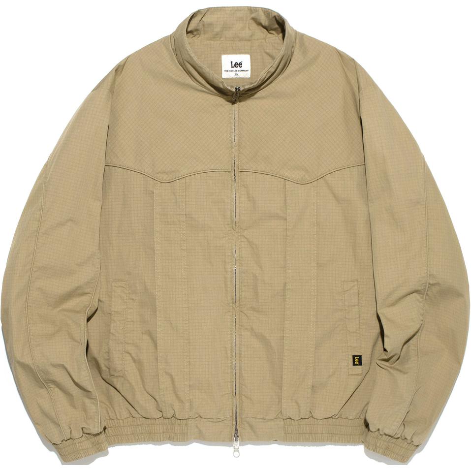 Lee Solid Color Stand Collar Drop Shoulder Jacket Beige (). LE2401JK07BE