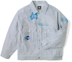 Lee SS24 Light Blue Ink Painting Long-Sleeve Jacket with Turn-Down Collar. LMT006912203424A05186 Lee SS24 Light Blue Ink Painting Long-Sleeve Jacket with Turn-Down Collar. LMT006912203424A05186