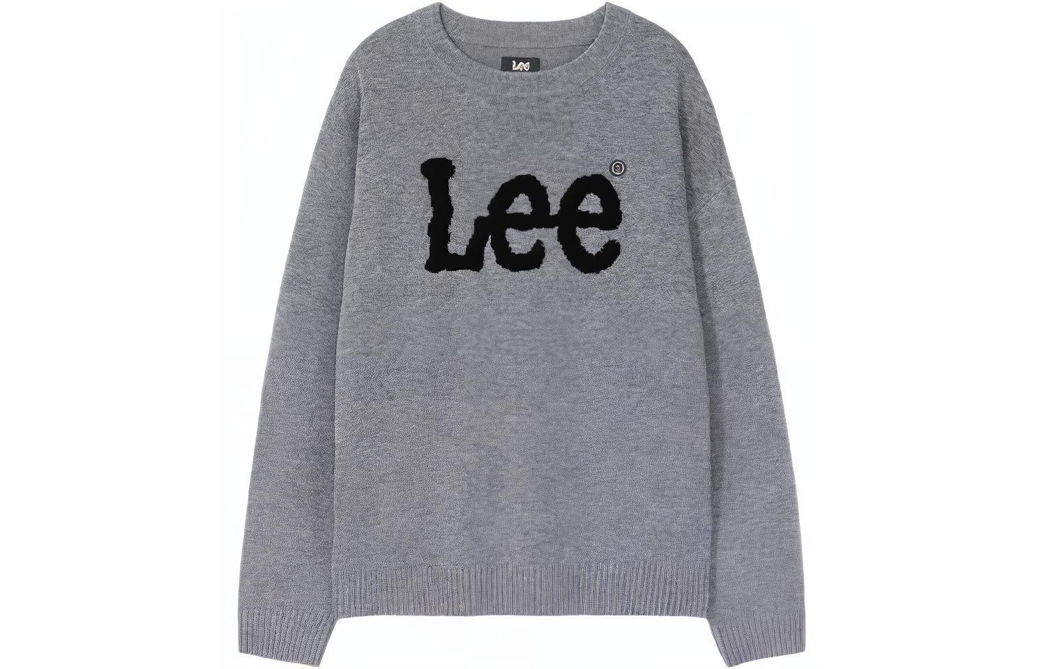 Lee Unisex Grey Crewneck Sweater with Towel Embroidery Lettering. LUT006378203157-A04818