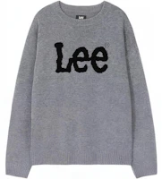 Lee Unisex Grey Crewneck Sweater with Towel Embroidery Lettering. LUT006378203157-A04818 Lee Unisex Grey Crewneck Sweater with Towel Embroidery Lettering. LUT006378203157-A04818
