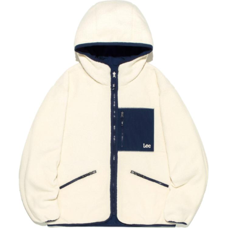 Lee Unisex Ivory Hooded Zip-Up Comfort Jacket Long Sleeve LE2303JK02IV