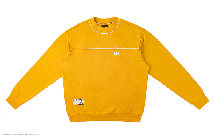Lee X Basquiat SS24 Yellow Crewneck Embroidered Long-Sleeve Sweatshirt Men. LMT006907CST00FA05171