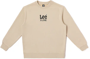 Lee Xline FW23 Beige Fleece Pullover Sweatshirt with Small Logo. LMT007110100893A03034 Lee Xline FW23 Beige Fleece Pullover Sweatshirt with Small Logo. LMT007110100893A03034