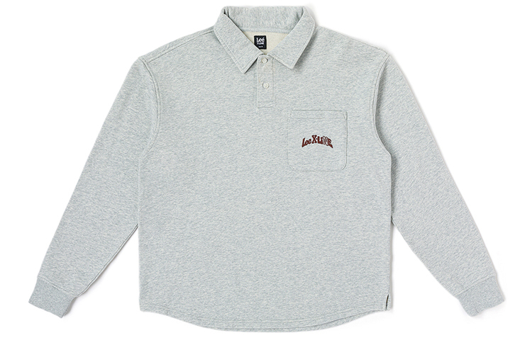Lee XLINE FW23 Unisex Comfort Fit Polo Pullover Sweatshirt Gray. LUT007224204177A02848