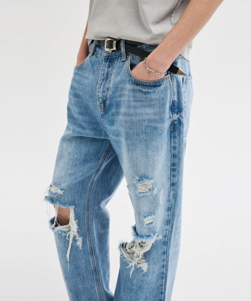 Cheap LEIRE Distressed Flare Denim Pants [Light Blue] L26SMPA02301