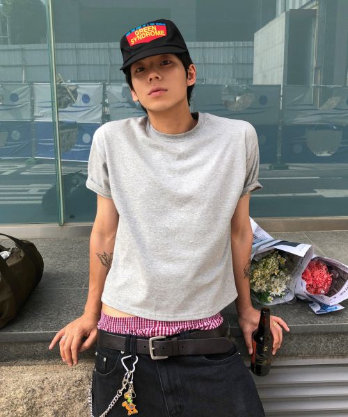 LEIRE Essential Crop T-Shirt [Heather Grey] L25sMTS00302