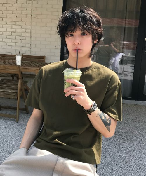 LEIRE Essential Crop T-Shirt [Khaki] L25sMTS00304