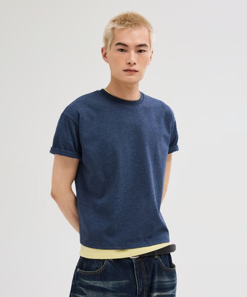 Order LEIRE Essential Crop T-Shirt [Melange Blue] L25SMTS00302