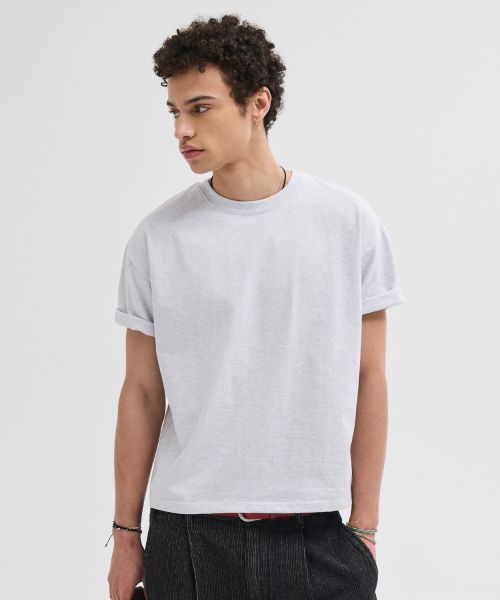 Shop LEIRE Essential Crop T-Shirt [White Melange] L25SMTS00313