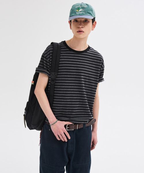 Order LEIRE Essential Stripe Crop T-Shirt [Charcoal ST] L25SMTS00311