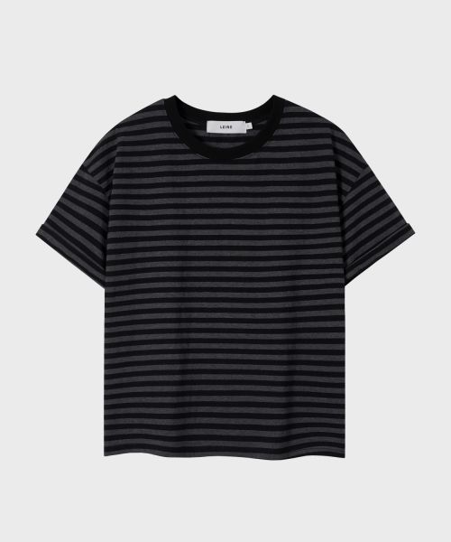 Purchase LEIRE Essential Stripe Crop T-Shirt [Charcoal ST] L25SMTS00311