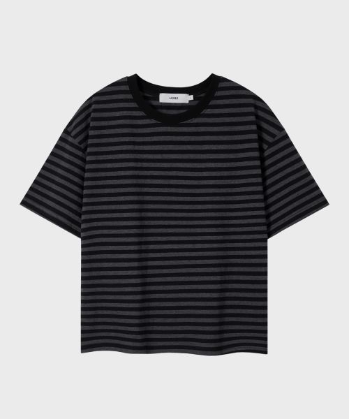 Details for LEIRE Essential Stripe Crop T-Shirt [Charcoal ST] L25SMTS00311