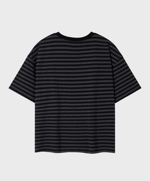 Sizing LEIRE Essential Stripe Crop T-Shirt [Charcoal ST] L25SMTS00311