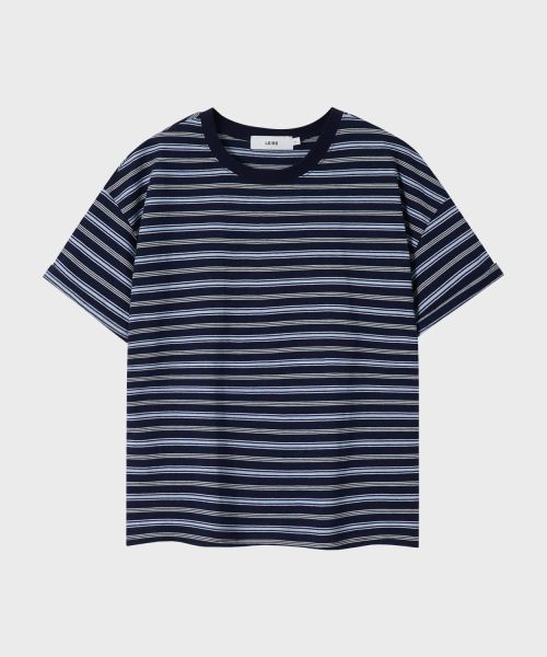 Purchase LEIRE Essential Stripe Crop T-Shirt [Multi Navy Stripe] L25SMTS00312