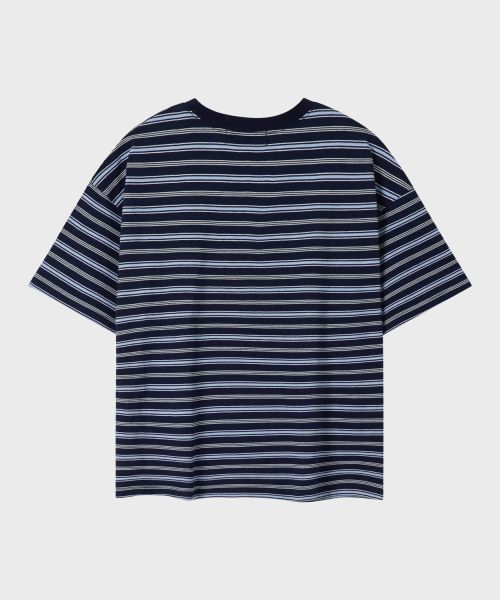 Sizing LEIRE Essential Stripe Crop T-Shirt [Multi Navy Stripe] L25SMTS00312