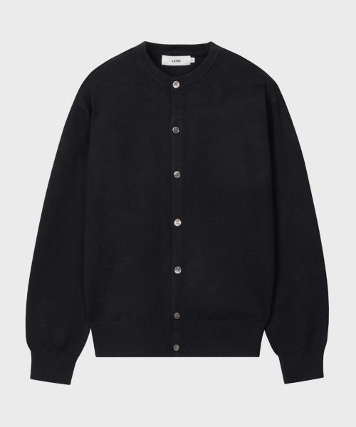 LEIRE Everyday Round Knit Cardigan [Black] L24FWCD01301