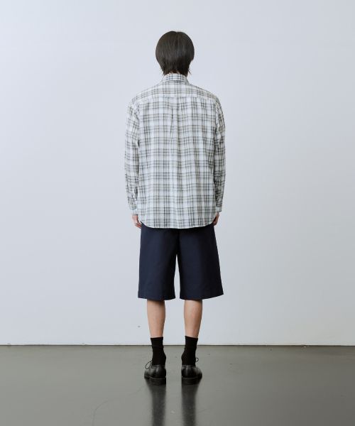 Order LEIRE Seersucker Summer Check Shirt [LE05 Gray] 24summershirts00205