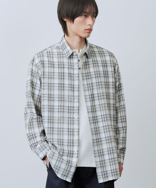 Lookbook LEIRE Seersucker Summer Check Shirt [LE05 Gray] 24summershirts00205