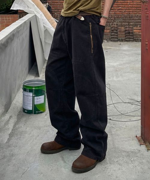 Leire Side Zipper Washed Cargo Pants [Black] L26SPPA022BK