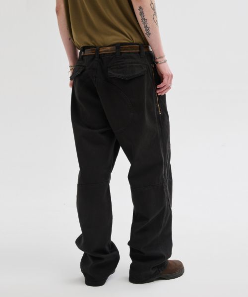 Sizing Leire Side Zipper Washed Cargo Pants [Black] L26SPPA022BK