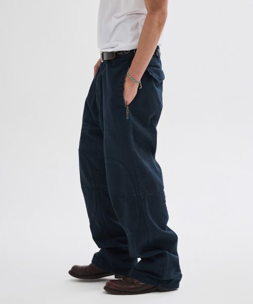 Shop Leire Side Zipper Washed Cargo Pants [Navy] L26SPPA022NA