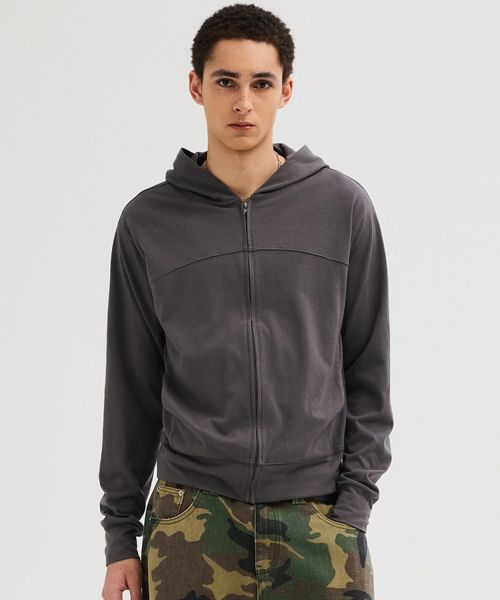 Purchase LEIRE Slim Fit Hoodie Ringan dengan Resleting [Abu-abu Tua] L26SPOU00102