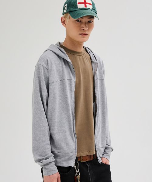 Shop LEIRE Slim Fit Light Hooded Zip-Up [Gray] L26SPOU00104
