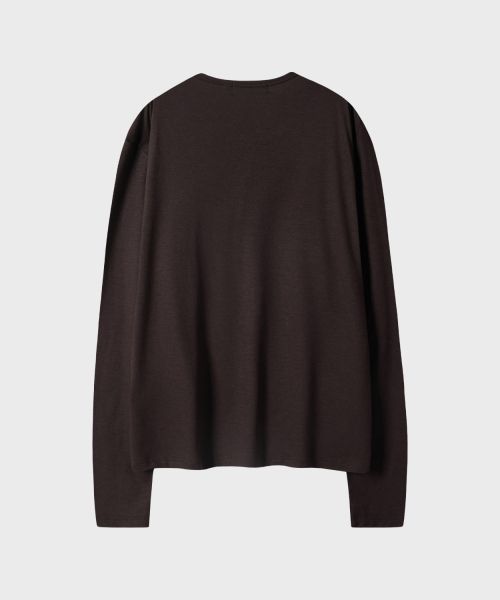 Sizing Leire Soft Henley Neck Long Sleeve T-Shirt [Brown] L26SPTS00704