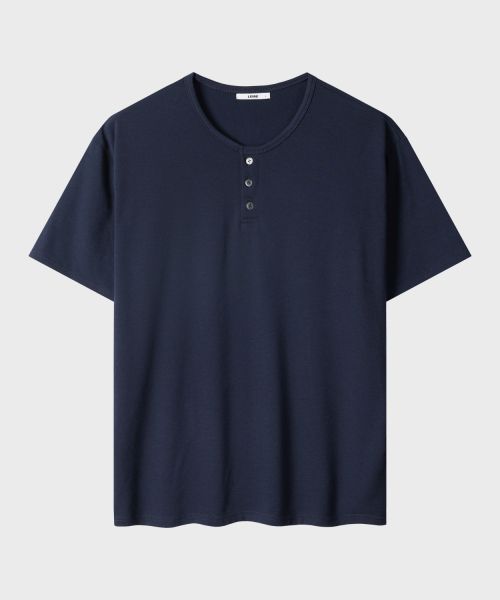 Order Leire Soft Henry Neck Short Sleeve T-Shirt [Deep Navy] L26SMTS036NA