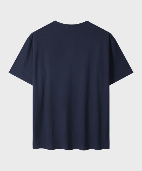Lookbook Leire Soft Henry Neck Short Sleeve T-Shirt [Deep Navy] L26SMTS036NA