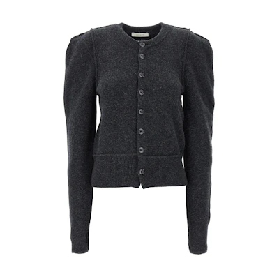Lemaire Grey Solid Color Button-Up Long-Sleeve Knit Cardigan TO1259LK1026BK981