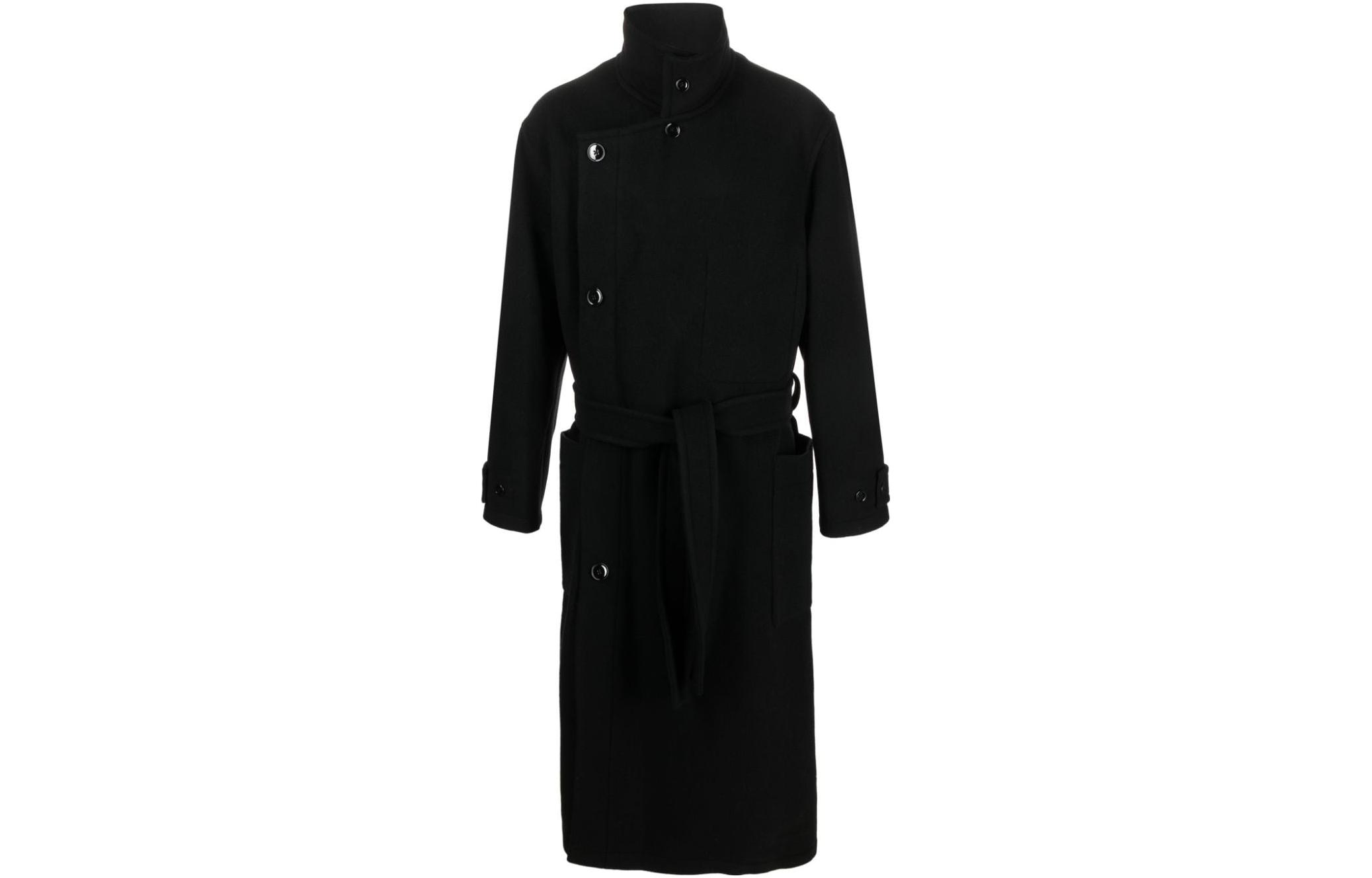 Lemaire  Intellectual Style Black Long-Sleeve Mid-Length Coat. CO1037LF1116-BK999
