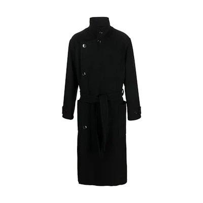 Lemaire Intellectual Style Black Long-Sleeve Mid-Length Coat. CO1037LF1116-BK999