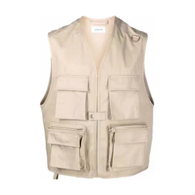 Lemaire Minimalist V-Neck Pocket Vest Beige. M213OW183LF591-260