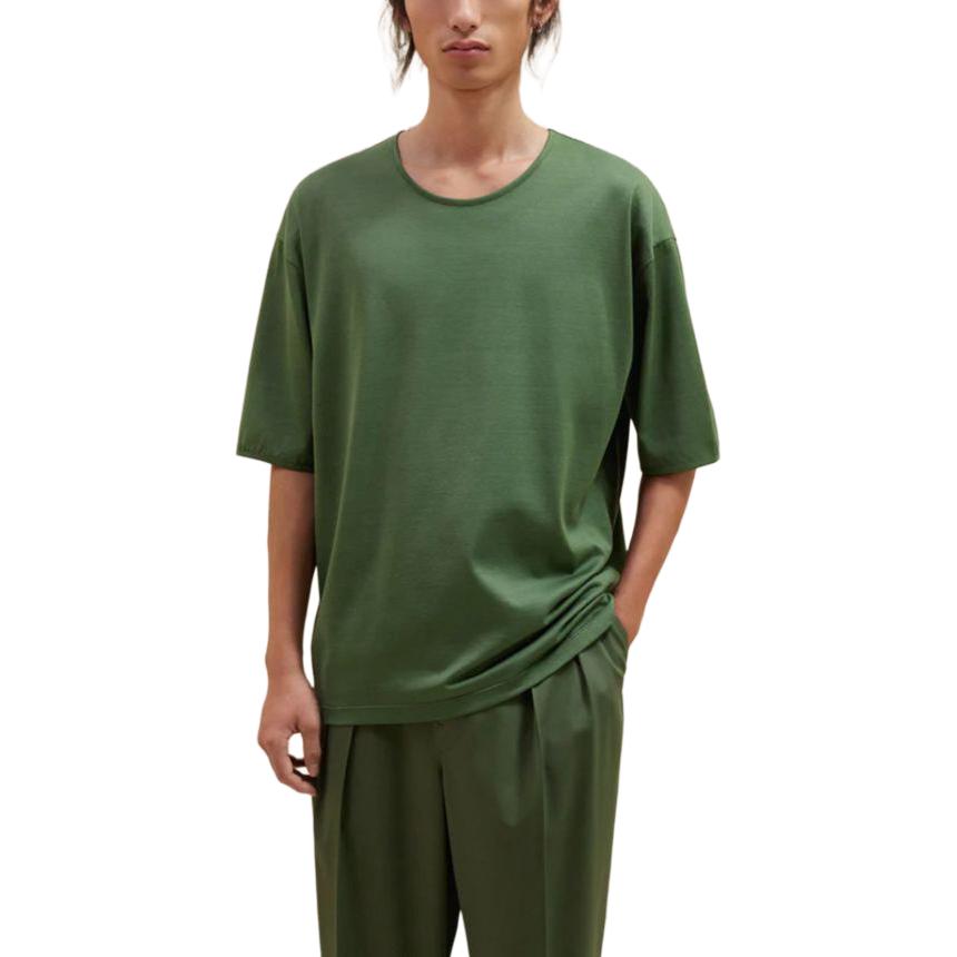 Shop Lemaire 寬鬆版型圓領短袖T恤 綠色。 TO1231LJ1018-GR627