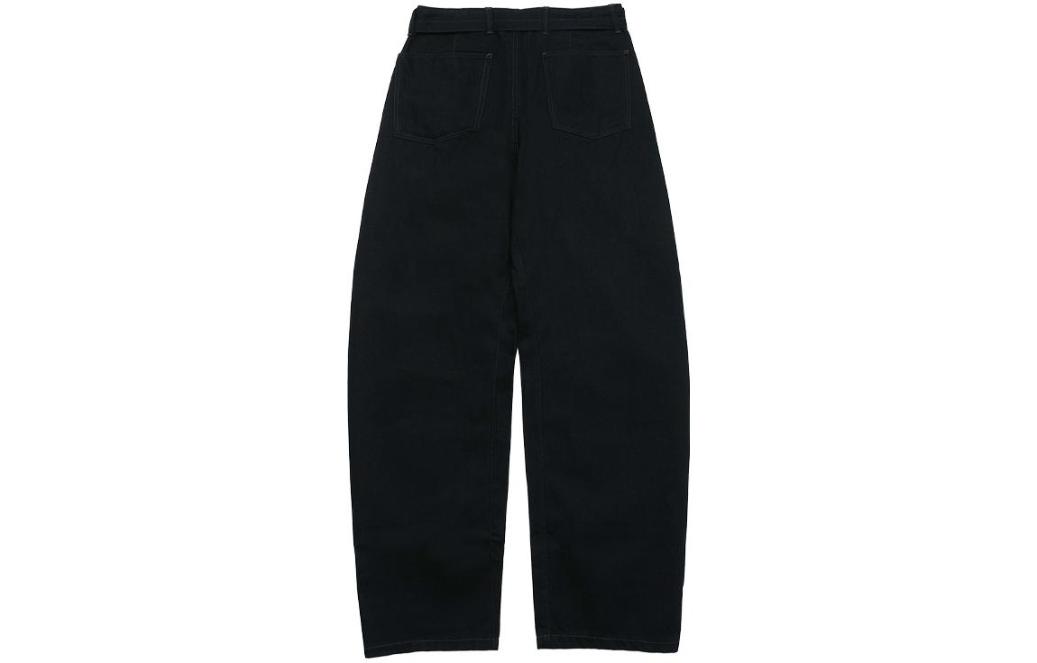 Lookbook Lemaire 寬鬆法式風格腰帶長褲 - 黑色 (秋冬款)。 PA326LD1000999