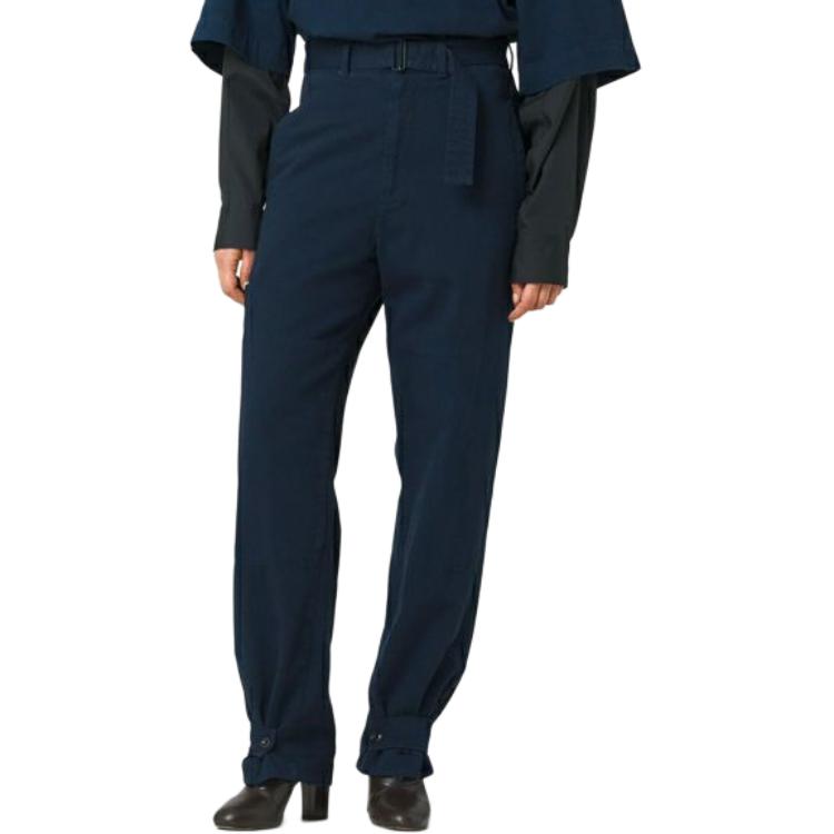 Shop Lemaire 寬鬆綁帶腳踝休閒長褲 深藍色 春秋款式 PA1050LD1002BL800